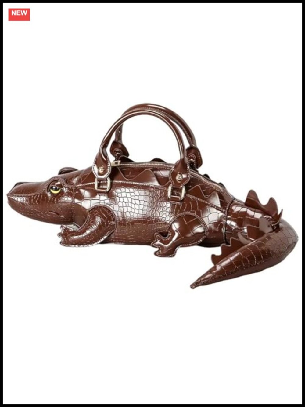 PU Leather Crocodile Shaped Crossbody Shoulder Bag Removable Strap